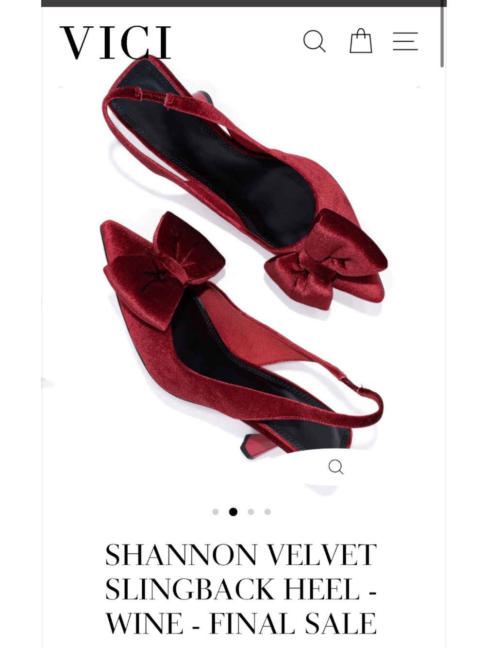 VICI | Velvet Bow Slingback Pointed-Toe Heels